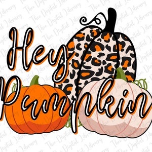 Hey Pumpkin PNG, Clipart for Fall, Hand Drawn Line Font with Black & Orange, Thanksgiving, Doodle Pumpkin, Trio, Beige Orange Leopard