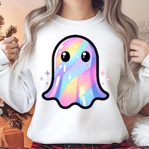 Retro Disco Iridescent Ghost , Boo Ghost Shirt Png, Boo Bow Png, Retro Cute Ghost PNG ,Glitter Ghost Adorable Ghost Png , Spooky Vibes Png,
