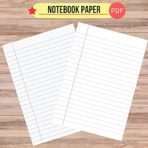 Papel digital para cuaderno (PDF PNG), Fondo de pantalla para cuaderno escolar (PDF jpg), Papel digital para el regreso a clases, Hojas de cuaderno con líneas