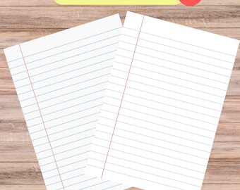 Notebook Digital Paper PDF PNG, School Notebook Wallpaper PDF jpg,  Back to School Digital paper, Notebook Sheet Lined Papers