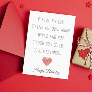 Cartão de aniversário romântico, Cartão de aniversário para namorada/esposa, Cartão de aniversário para namorado/marido, Cartão de feliz aniversário para impressão em PDF e JPG