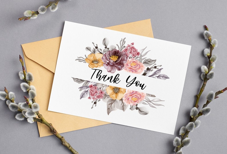 Printable Thank You Card Instant Download PDF Watercolor | Etsy