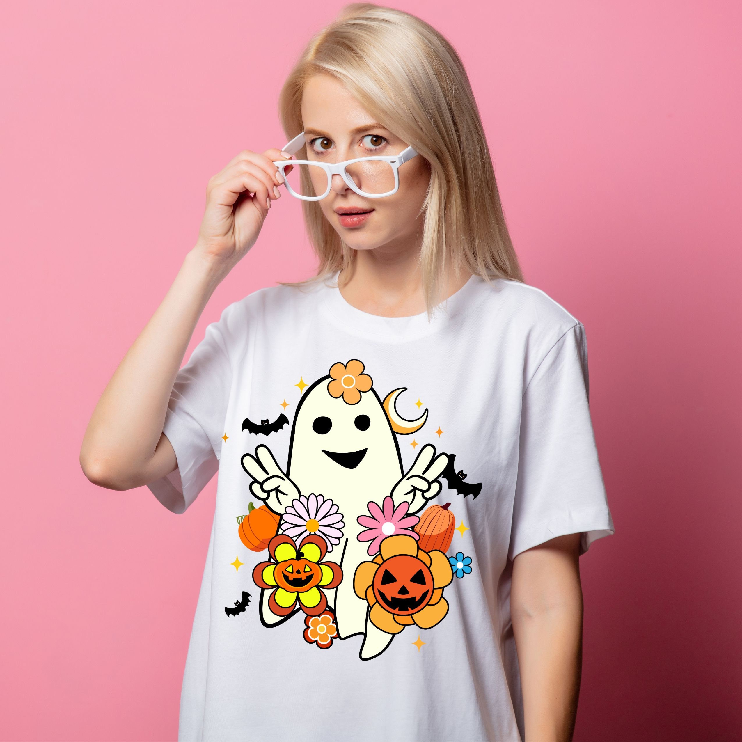Retro Floral Ghost Halloween Floral halloween Png PNG - Etsy