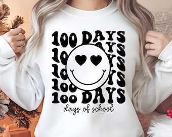 100 days of school SVG, Retro Smiley Face SVG, Happy 100 days SVG, 100 days Teacher Shirt,Happy 100 Days Teacher, Svg Files for Cricut
