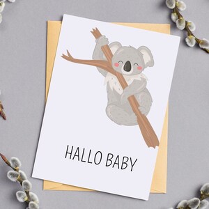 Carte Koala Hello Baby, Koala mignon, Carte Koala Girl, Carte Koala Boy, Carte de voeux Koala - Carte personnalisée nouveau-né avec koala