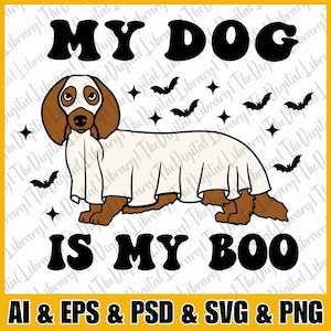 Сute Ghost Dogs SVG, Ghost Dogs Dachshund , Boo Svg, Halloween Svg , Ghost Dogs Designs for Cricut, Silhouette Svg,Halloween Svg Bundle