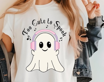Cute Ghost svg, Too Cute to Spook svg, Music Lover Ghost Png, Ghost with Headphones ,Halloween Ghosts Png, Vintage Ghost , Boujee ghost Png