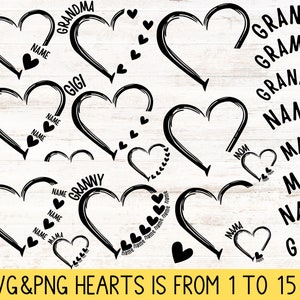 Aangepaste hart kleinkinderen naam Svg-moeder Mimi Clipart silhouet-gepersonaliseerde Mama Cricut Design Vector bundel-Png T-Shirt-snijplotter svg