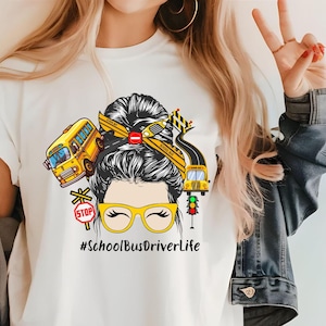 Messy Bun School Bus Driver Life SVG, School Bus Driver Png, Driver Messy Bun SVG, School Bus Png, Afro School Bus Driver Png