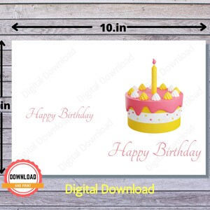 PRINTABLE Birthday Card Birthday Cake Card Instant Download - Etsy