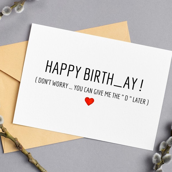 Funny Birthday Card For Husband- Card For Boyfriend Birthday, Printable Birthday Card, Rude Card For Him