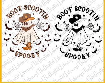 Boot Scoot Spooky svg, Western Ghost svg,Retro Halloween Design, Cowboy Ghost svg, Western Halloween Sublimation,Vintage Ghost Halloween png