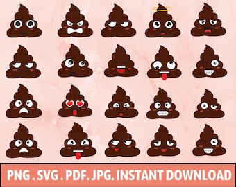 Poop Emoji Svg PNG,Girl Poop Svg,Boy Poop PNG,Poop Emoji Clipart,Poop Face Emoji Svg,Sublimation,Cut File,Smilling Poop Svg,Unicorn poop Svg