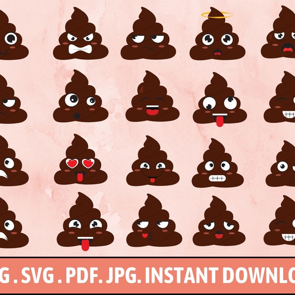 Poop Emoji Svg PNG,Girl Poop Svg,Boy Poop PNG,Poop Emoji Clipart,Poop Face Emoji Svg,Sublimation,Cut File,Smilling Poop Svg,Unicorn poop Svg