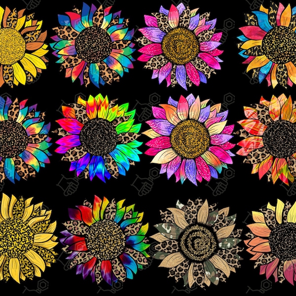 Sunflower Png Colorful Sunflower Sublimation Designs  Bright Flower Instant  PNG Digital Download