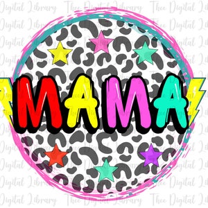 Mama PNG  , Sublimation Designs Downloads , Leopard Lightning Bolt Mom Design png