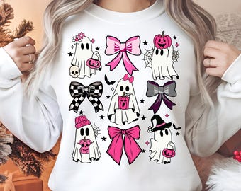 Cute Ghost Coquette Halloween PNG & svg, Pink Bow Halloween , Coquette Halloween , Cute Ghost Png, Halloween Mama Png , Girly Coquette Bow