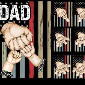 Papà che fa il pugno in faccia alla famiglia, disegno della bandiera americana, pugno in faccia al padre, impronte di mani, regalo per la festa del papà, festa del papà in formato PNG, festa del papà papà
