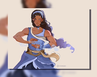 Katara ATLA-print – waterbender anime fanartposter