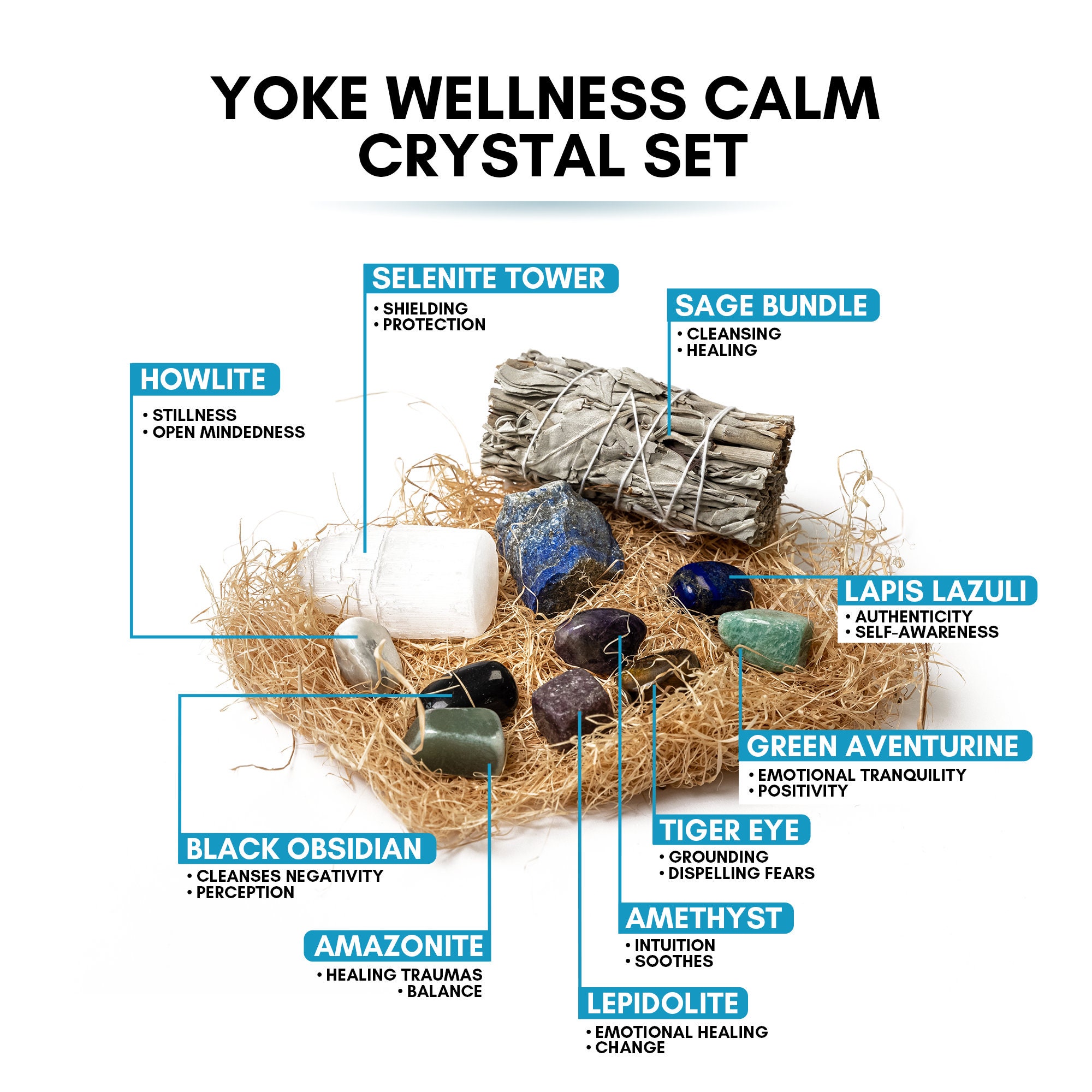 CALM Healing Crystals Set & Crystal Kit for Relaxation Etsy