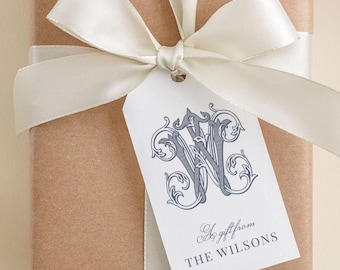 2 x 3.5 inch Personalized Script Monogram Gift Tags | Custom Gift Tags | Colorful Family Gift Tag
