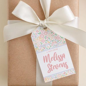 2 x 3.5 inch Personalized Floral Girl Gift Tags | Custom Gift Tags | Colorful Gift Tag