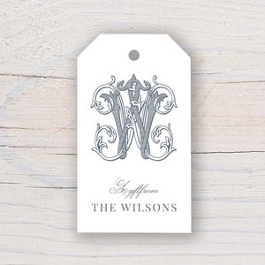 2 x 3.5 inch Personalized Script Monogram Gift Tags | Custom Gift Tags | Colorful Family Gift Tag