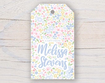 2 x 3.5 inch Personalized Floral Girl Gift Tags | Custom Gift Tags | Colorful Gift Tag