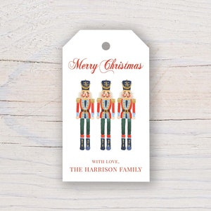 Personalized 2 x 3.5 inch Watercolor Nutcracker Tree Gift Tags | Custom Christmas Gift Tags