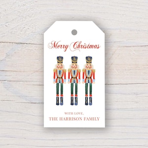 Personalized 2 x 3.5 inch Watercolor Nutcracker Tree Gift Tags | Custom Christmas Gift Tags