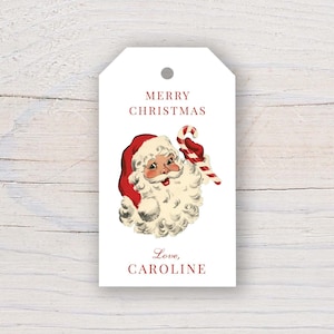 Etiquetas de presente vintage personalizadas em aquarela de 2 x 3,5 polegadas | Etiquetas de presente de Natal personalizadas