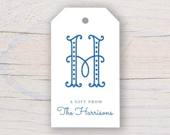 2 x 3.5 inch Personalized Single Monogram Gift Tags | Custom Gift Tags | Colorful Family Gift Tag