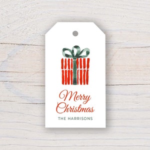 Personalized 2 x 3.5 inch Watercolor Christmas Present Gift Tags | Custom Gift Tags