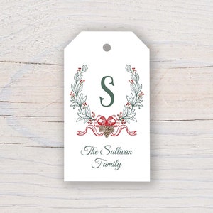 Personalized 2 x 3.5 inch Christmas Pinecone Wreath Gift Tags | Custom Gift Tags