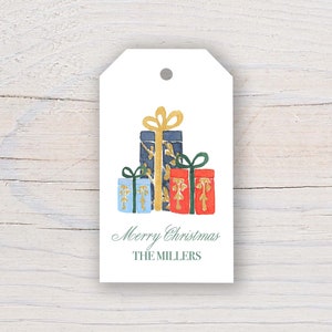 Personalized 2 x 3.5 inch Watercolor Christmas Present Gift Tags | Custom Gift Tags