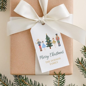 Personalized 2 x 3.5 inch Watercolor Nutcracker Gift Tags | Custom Christmas Gift Tags