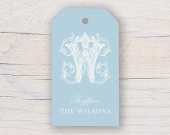 2 x 3.5 inch Personalized Script Monogram Gift Tags | Custom Gift Tags | Colorful Family Gift Tag