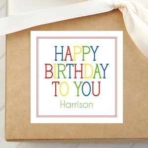Personalisierte alles Gute zum Geburtstag Visitenkarte, bunte Einschließungskarte, Kindergeburtstagsgeschenk Aufkleber