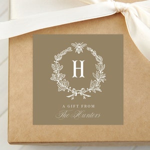 Personalized Block Monogram Calling Card, Colorful Enclosure Card, Family Square Gift Tag