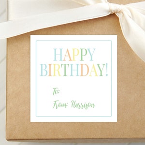 Personalisierte alles Gute zum Geburtstag Visitenkarte, bunte Einschließungskarte, Kindergeburtstagsgeschenk Aufkleber
