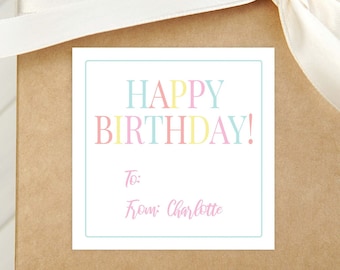 Personalized Happy Birthday Calling Card, Colorful Enclosure Card, Child Birthday Gift Sticker