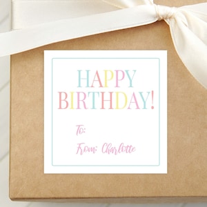 Biglietto di auguri di buon compleanno personalizzato, biglietto di auguri colorato, adesivo regalo di compleanno per bambini
