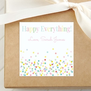 Personalized Happy Everything Calling Card, Colorful Enclosure Card, Child Birthday Gift Tag