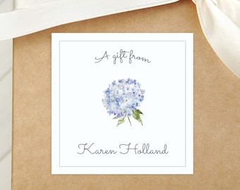 Personalized Watercolor Hydrangea Calling Card, Women Floral Enclosure Card, Girl Gift Tag
