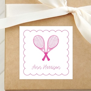 Etiqueta de presente personalizada de tênis em aquarela rosa, cartão de visita quadrado para meninas