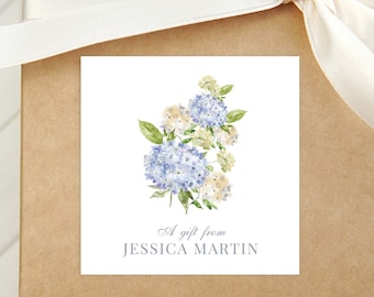 Personalized Watercolor Hydrangea Calling Card, Women Floral Enclosure Card, Girl Gift Tag