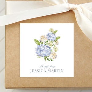 Personalized Watercolor Hydrangea Calling Card, Women Floral Enclosure Card, Girl Gift Tag