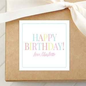 Personalized Happy Birthday Calling Card, Colorful Enclosure Card, Child Birthday Gift Sticker