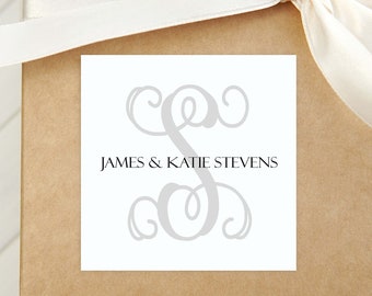 Personalized Last Name Calling Card, Monogram Enclosure Card, Gift Tag, Square Family Card