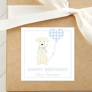 Personalized Birthday Labrador Calling Card | Boy Yellow Lab Enclosure Card | Square Puppy Dog Gift Tag
